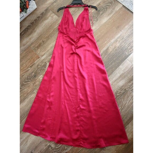 Free People OB1874583 Women's Sz Small Pink Satin Halter Low Back Maxi Dress - Picture 11 of 13